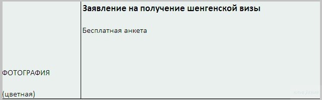Анкета на шенгенскую визу